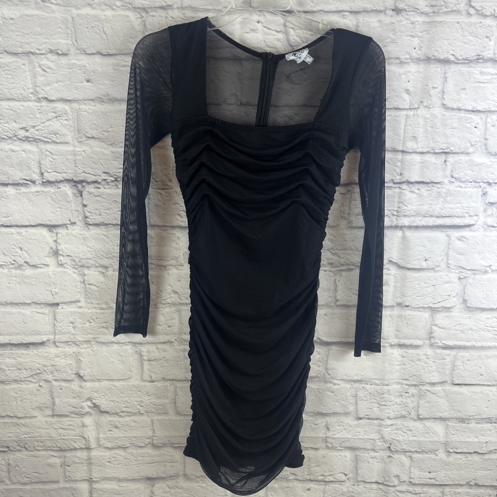 Princess Polly Y2K Whimsigoth Romantic Stretchy Black Bodycon Dress Size 4 READ